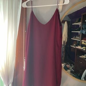 Silky Red Dress with black lace trim